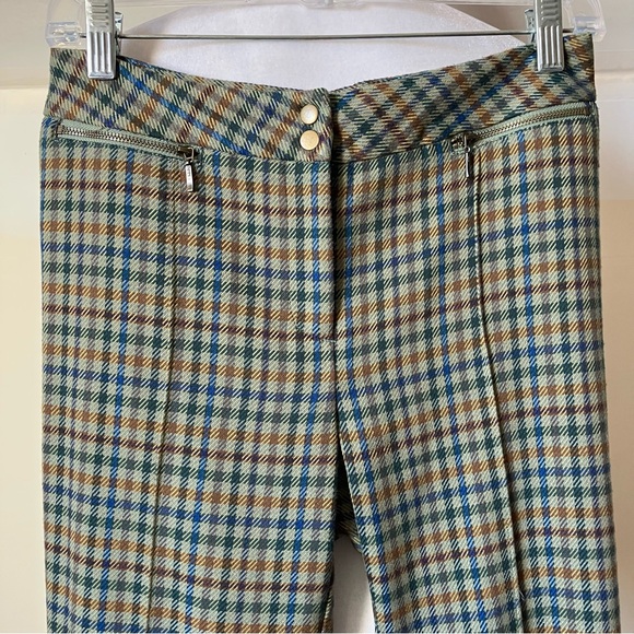 J. McLaughlin Yara Olive Green Blue Houndstooth Plaid Cropped Pants size 2 - Picture 8 of 11